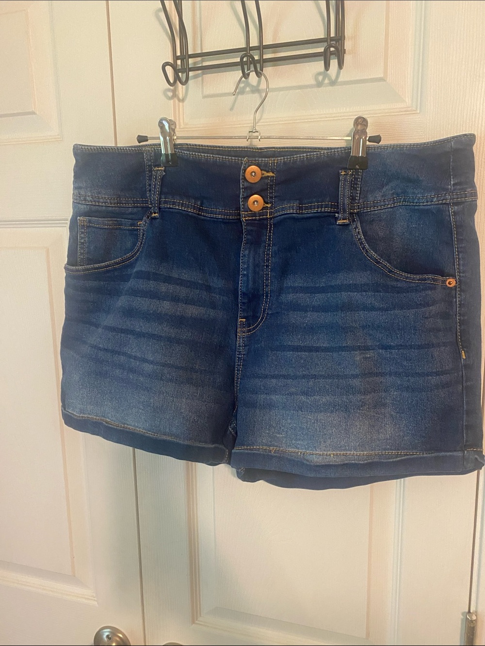 No Boundaries Dark Blue High-Rise Jean Shorts